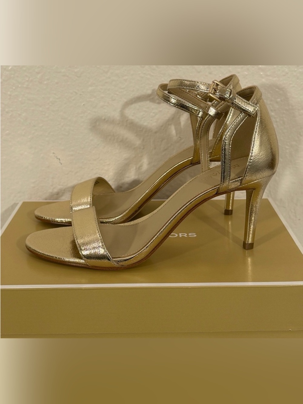 Michael Kors Metallic Gold Ankle-Strap Heels - Picture 3 of 6